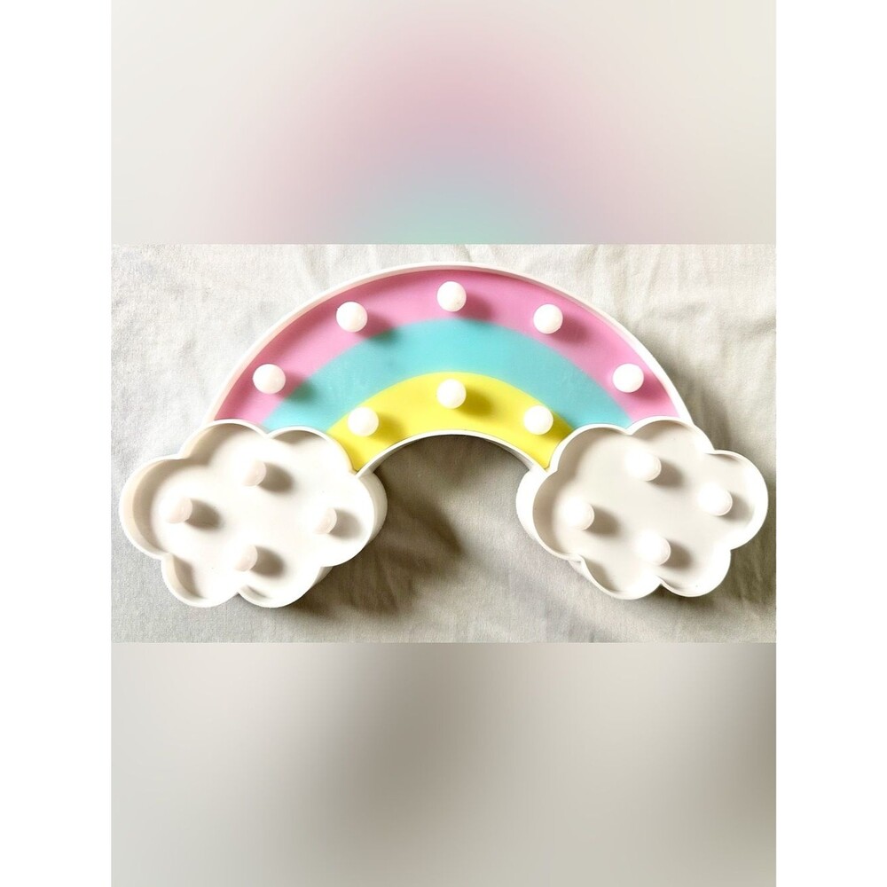 Rainbow LED Marquee Pastel Night Light Decor with Clouds